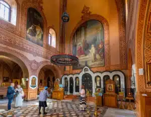 Holy Churches Prayer - Interior of Russian Orthodox church of St. Mary Magdalene on Mount of Olives in Jerusalem