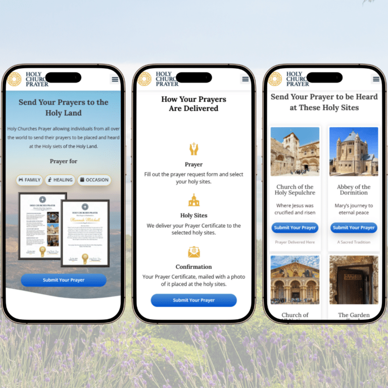 Send a Prayer to the Holy Land – sample prayer certificate delivered to a sacred site